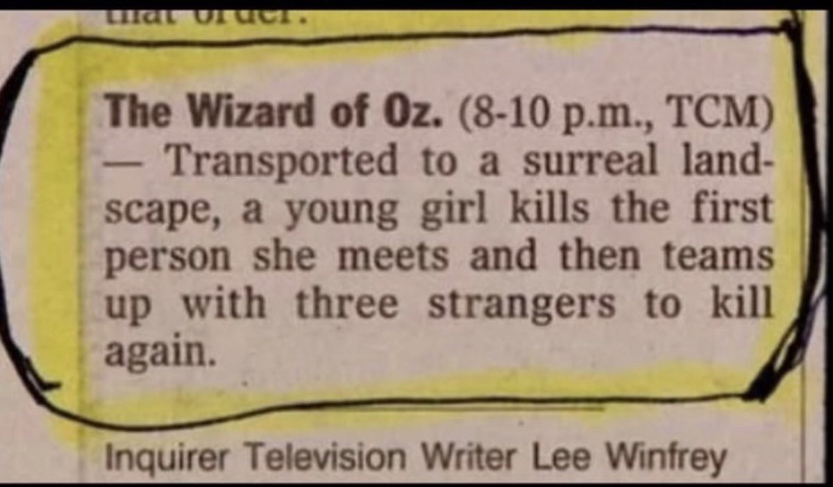 Still my favorite television listing of all time: