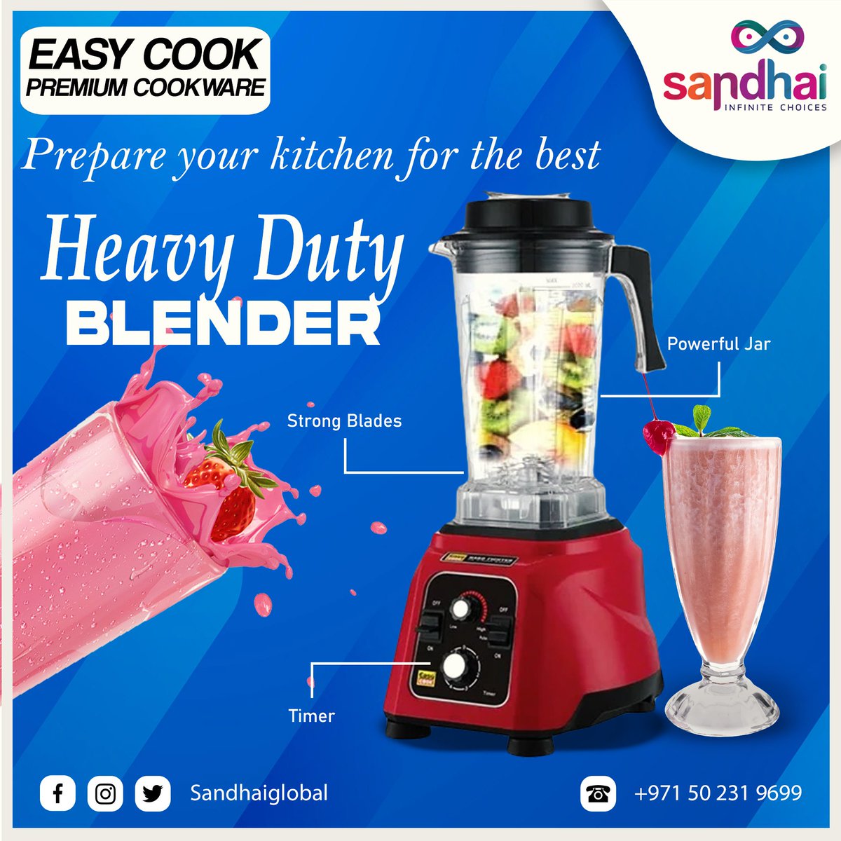 Looking for a blender that can handle anything you throw at it? 
You won't find a better blender than our EasyCook heavy-duty one! 

👉Order Now
🛒-sandhai.ae

#Blender #HeavyDuty #KitchenAppliances #SmoothieMaker #HighPower #IceCrusher #KitchenGadgets #CookingTools