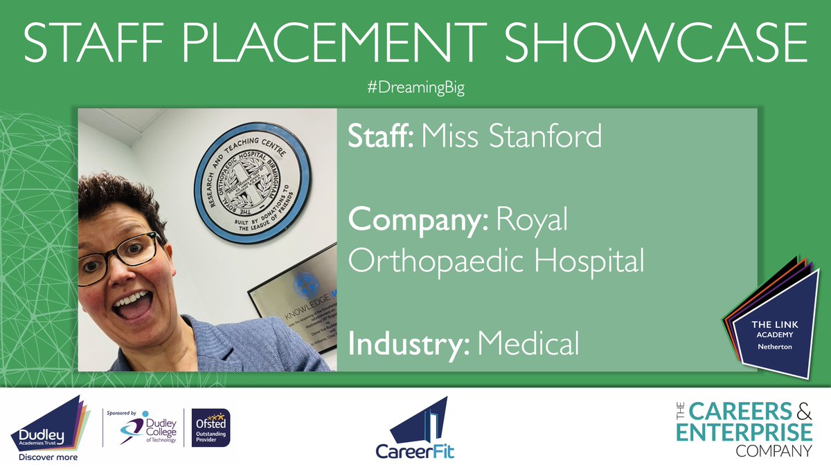 Miss Stanford, reporting in from the the Royal Orthopaedic Hospital for #StaffDreamBigDay!

#CareerFit