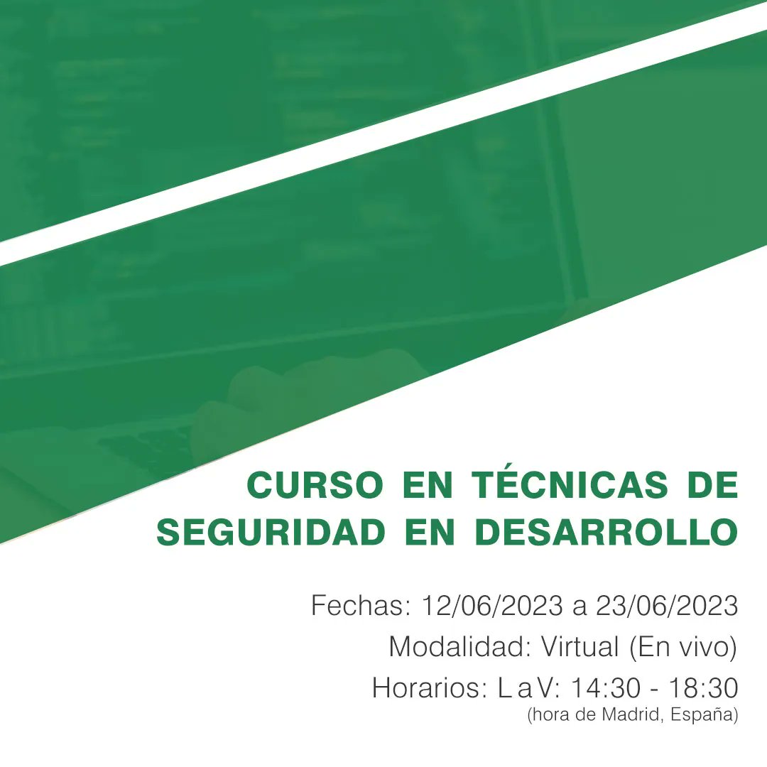 ISecAuditors's tweet image. Inscríbete a nuestro próximo curso sobre #SSDLC. Conocerás todo aquello a tener en cuenta para desarrollar #softwareSeguro y qué puede suceder cuándo esas premisas no se han incluido en el #CiclodeVida de Desarrollo de Software.  
+info e inscripciones: bit.ly/38Wjqyb