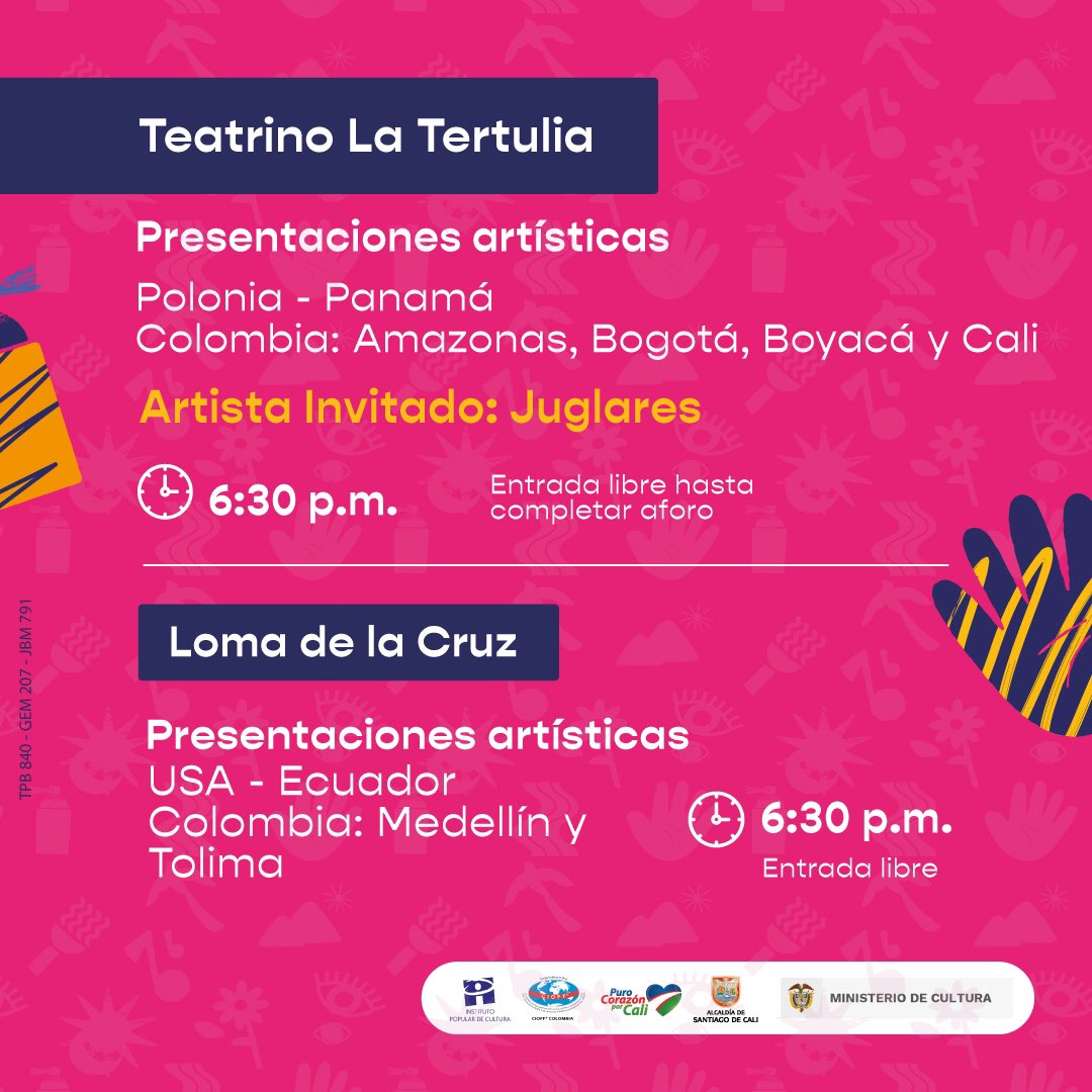¡Imperdible para plan de viernes, está hoy 28 de abril la programación de el 𝗜 𝗘𝗻𝗰𝘂𝗲𝗻𝘁𝗿𝗼 𝗠𝘂𝗻𝗱𝗶𝗮𝗹 𝗱𝗲 𝗹𝗮𝘀 𝗖𝘂𝗹𝘁𝘂𝗿𝗮𝘀 𝗣𝗼𝗽𝘂𝗹𝗮𝗿𝗲𝘀! 🌍🎶💃