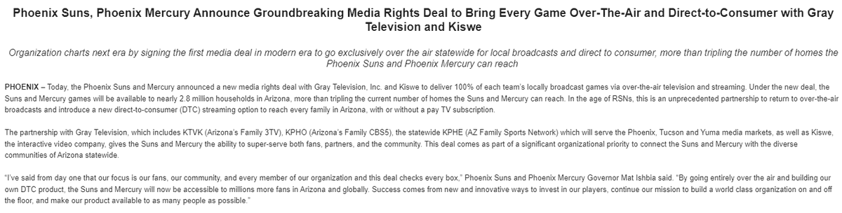 PhilLatzman's tweet photo. INBOX:

@Suns &amp; @PhoenixMercury cut the cord on @BallySports and announce over-the-air TV deal: https://t.co/4x588cThlZ