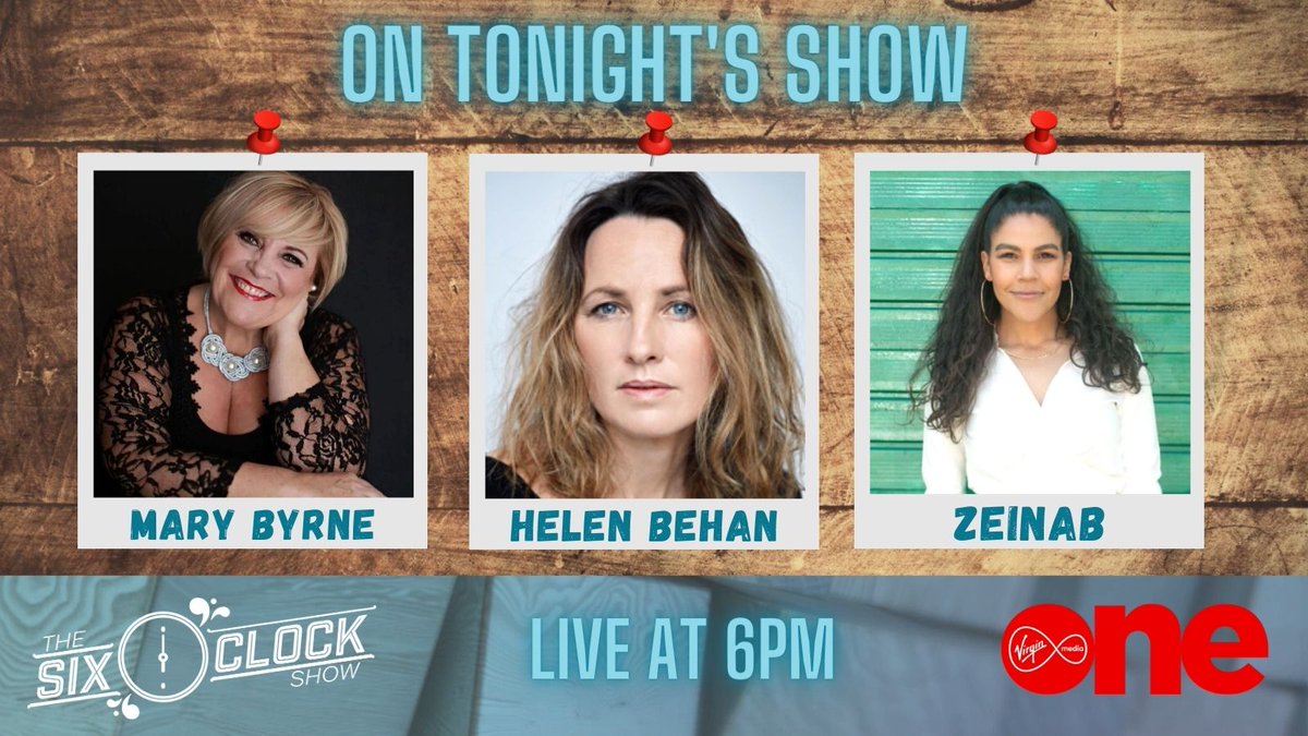 Get in the bank holiday mood with tonight's show!🎉 🎤@MaryByrneMusic - Singer 🎭@helenbehan - Actress 👑@zeinabofficial - Streaming Queen Live at 6pm on Virgin Media One | #SixVMTV