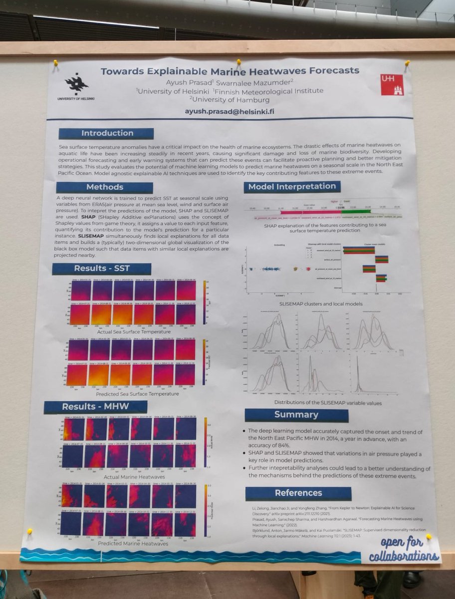 Excited to present our work on explainable machine learning for marine heatwaves forecasting at #EGU23 🌊🌡️