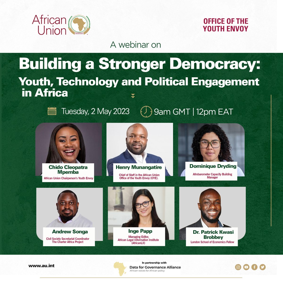 We’re excited to announce our distinguished speakers for the upcoming webinar on youth, technology and political participation in Africa.
Register here and join this insightful conversation: bitly.ws/DBKk
#Tech4Gov
