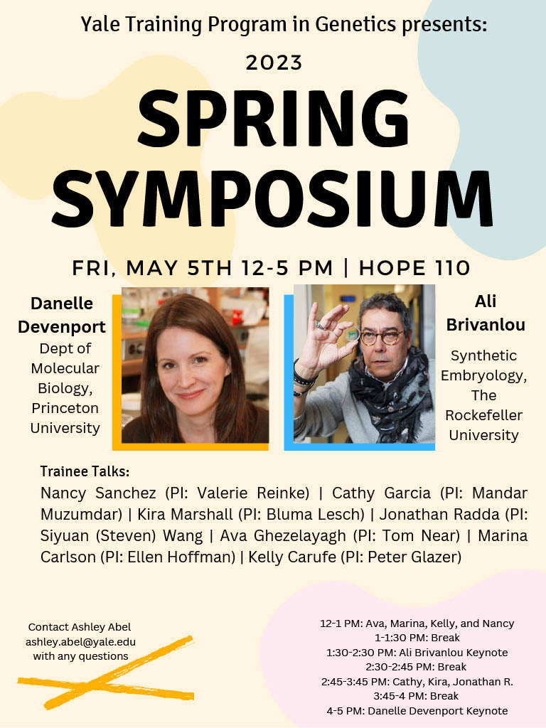 Yale Training Program in Genetics (@yale_tpg) on Twitter photo Join us next Friday for our 2023 TPG Symposium, featuring talks from TPG trainees and our keynote speakers Danelle Davenport & Ali Brivanlou!
devenportlab.org
rockefeller.edu/our-scientists…
<a href="/BrivanlouLab/">Ali H. Brivanlou</a> Join us next Friday for our 2023 TPG Symposium, featuring talks from TPG trainees and our keynote speakers Danelle Davenport & Ali Brivanlou!
devenportlab.org
rockefeller.edu/our-scientists…
<a href="/BrivanlouLab/">Ali H. Brivanlou</a>