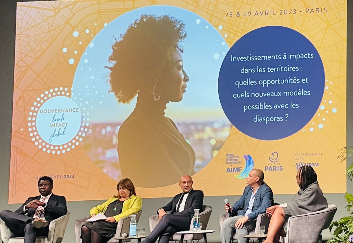 Colloque ⁦<a href="/AIMFrancophones/">AIMF</a>⁩ : Diasporas &amp; développement des territoires : opportunités croisées
⁩1er panel 
Investissements à impacts dans les territoires : quelles opportunités ? Quelles opportunités ? Quels nouveaux modèles possibles avec les diasporas ? #AIMFParis2023
