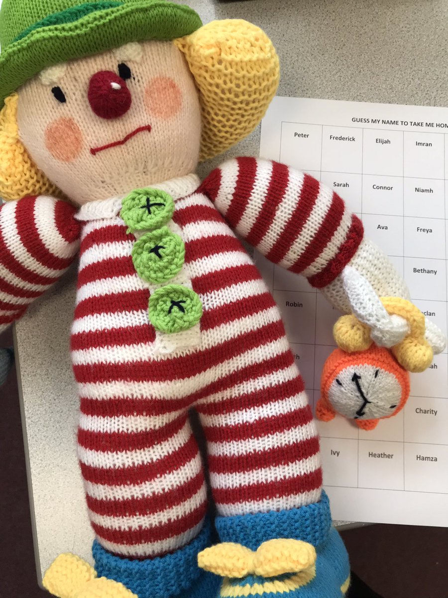Can you guess the name of this lovely character? They will be on our fundraising stall on Monday 1st May. Guess their name £1 a go to win them! Thank you to the member of our school community who made them!