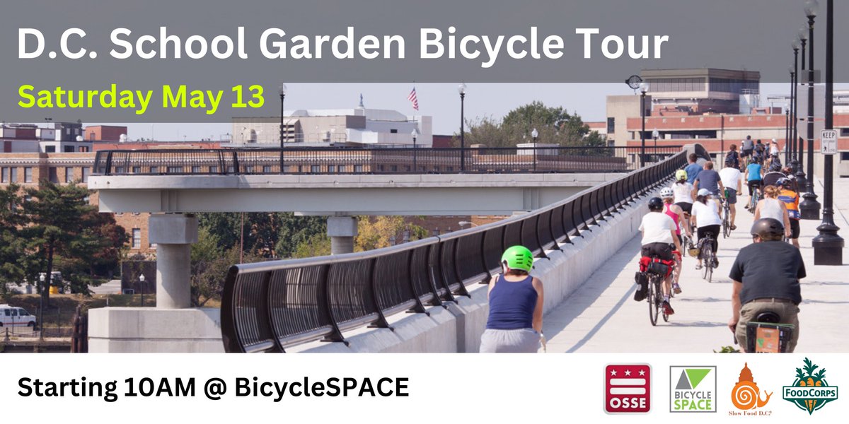 OSSE DCSchoolGardens (@ossesgp) on Twitter photo Join us for the 2023 School Garden Bicycle Tour!
Register for the event here:
eventbrite.com/e/dc-school-ga…
<a href="/OSSEDC/">OSSE</a> <a href="/BicycleSPACE/">BicycleSPACE</a> <a href="/slowfooddc/">Slow Food DC</a> <a href="/FoodCorps/">FoodCorps</a>
#HealthySchoolsDC #SchoolGardens #DCEvents Join us for the 2023 School Garden Bicycle Tour!
Register for the event here:
eventbrite.com/e/dc-school-ga…
<a href="/OSSEDC/">OSSE</a> <a href="/BicycleSPACE/">BicycleSPACE</a> <a href="/slowfooddc/">Slow Food DC</a> <a href="/FoodCorps/">FoodCorps</a>
#HealthySchoolsDC #SchoolGardens #DCEvents