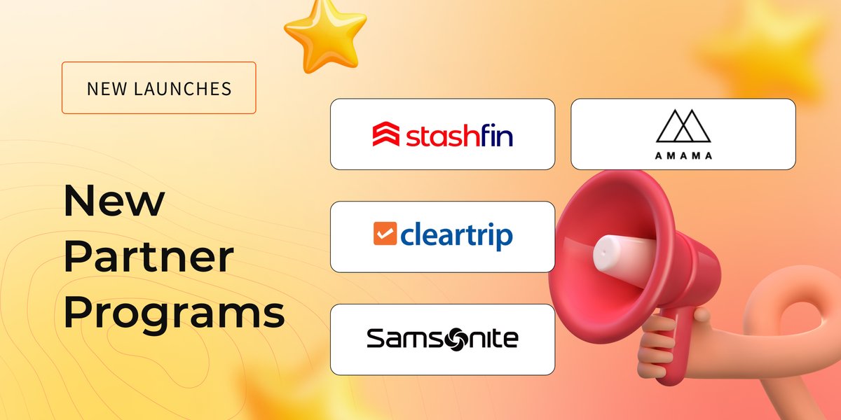 Here are some of the new exciting programs that are now live in our store 📈

🔸Stashfin

🔸Cleartrip

🔸Samsonite

🔸Amama

Join us to explore exciting partner programs and monetize your traffic.🤩 ➡️bit.ly/3K13UX8

 #Admitad #partnernetwork #newprograms #growth
