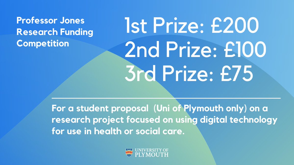 PlymUniCHT's tweet photo. 🏆 CHT's @rjonesplymouth is offering three lucky students the chance to win one of three prizes (£200, £100, £75) by outline their ideas for research. If you're interested, please email rose.wilmot@plymouth.ac.uk for the competition application form. 
Deadline: 31st July. https://t.co/2PBRccbiSQ