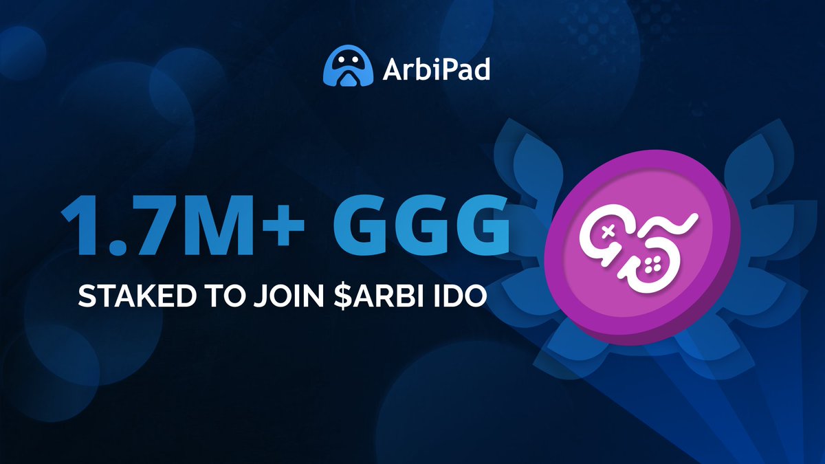 Over 1,700,000 $GGG has been staked to participate in the upcoming $ARBI IDO on ArbiPad!

Stake your $GGG on arbipad.com now and don't missed $ARBI IDO👀🚀