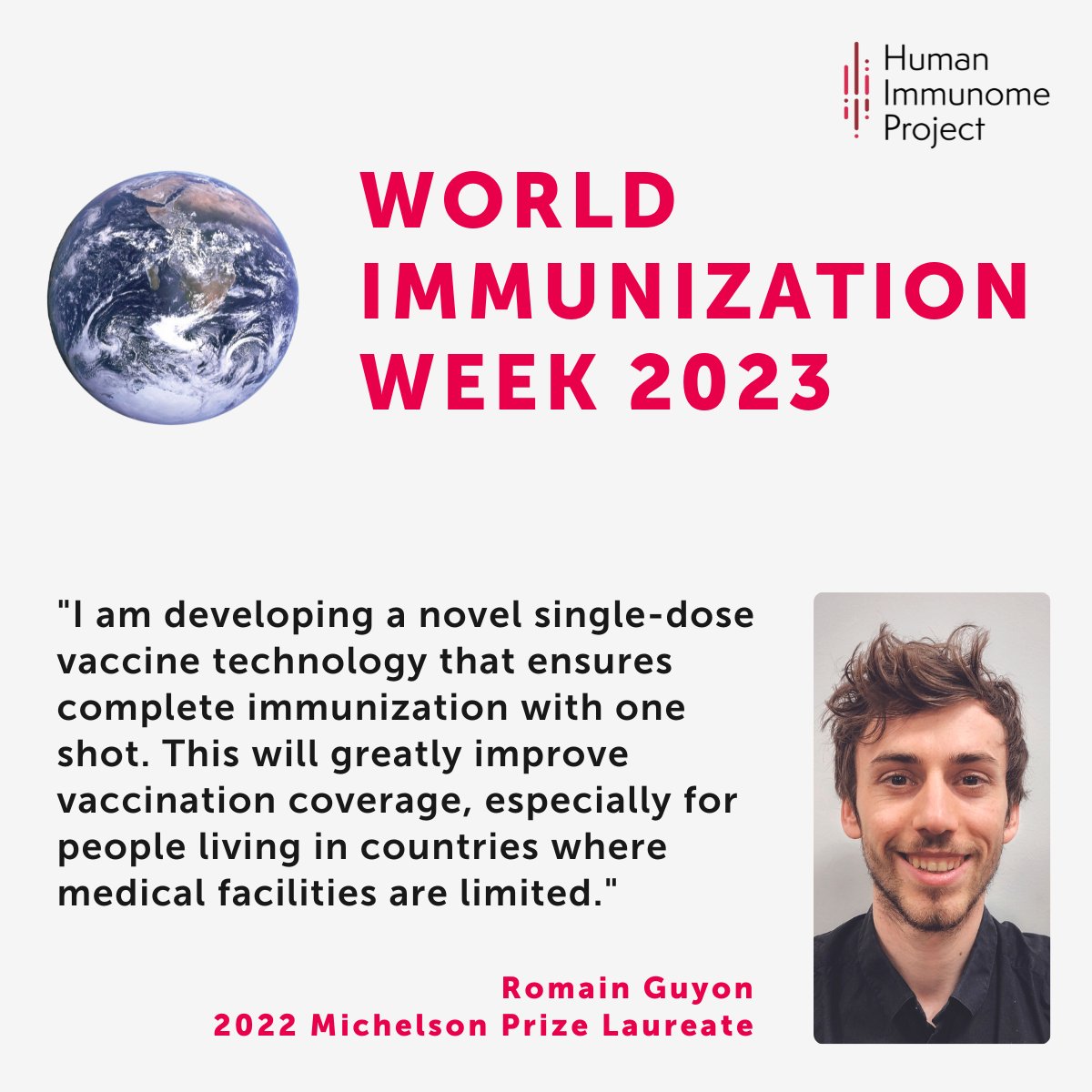 At #WorldImmunizationWeek we are highlighting the transformative research of #MichelsonPrize recipients. <a href="/guyon1995/">Romain Guyon</a> <a href="/UniofOxford/">University of Oxford</a> is developing single-dose #vaccines to improve #vaccination coverage and #globalhealth. Apply for the 2023 Michelson Prizes: michelsonprizes.smapply.org