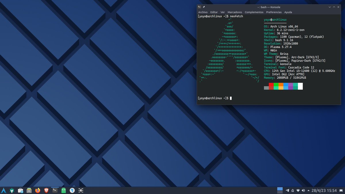 salmorejogeek's tweet image. Último #ViernesDeEscritorio de abril. #EscritorioGNULinux con #KDE #Plasma bajo #ArchLinux #IUseArchBTW 🐧🐧🐧
