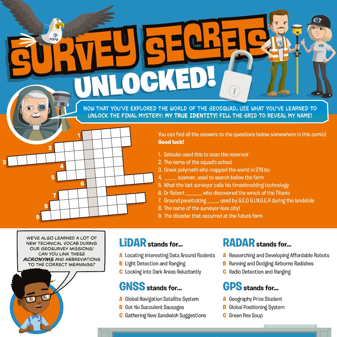 GetKidsintoSurv's tweet photo. Survey Secrets are UNLOCKED in this activity by NSPS! You'll have to head over to our website to order your copy or ebook to have a go at this task...

Shop the Comic Book here: https://t.co/FQhzadAYir

#comicbook #comicstrip #geospatial #geosquad #surveying https://t.co/RamKNCbwFI