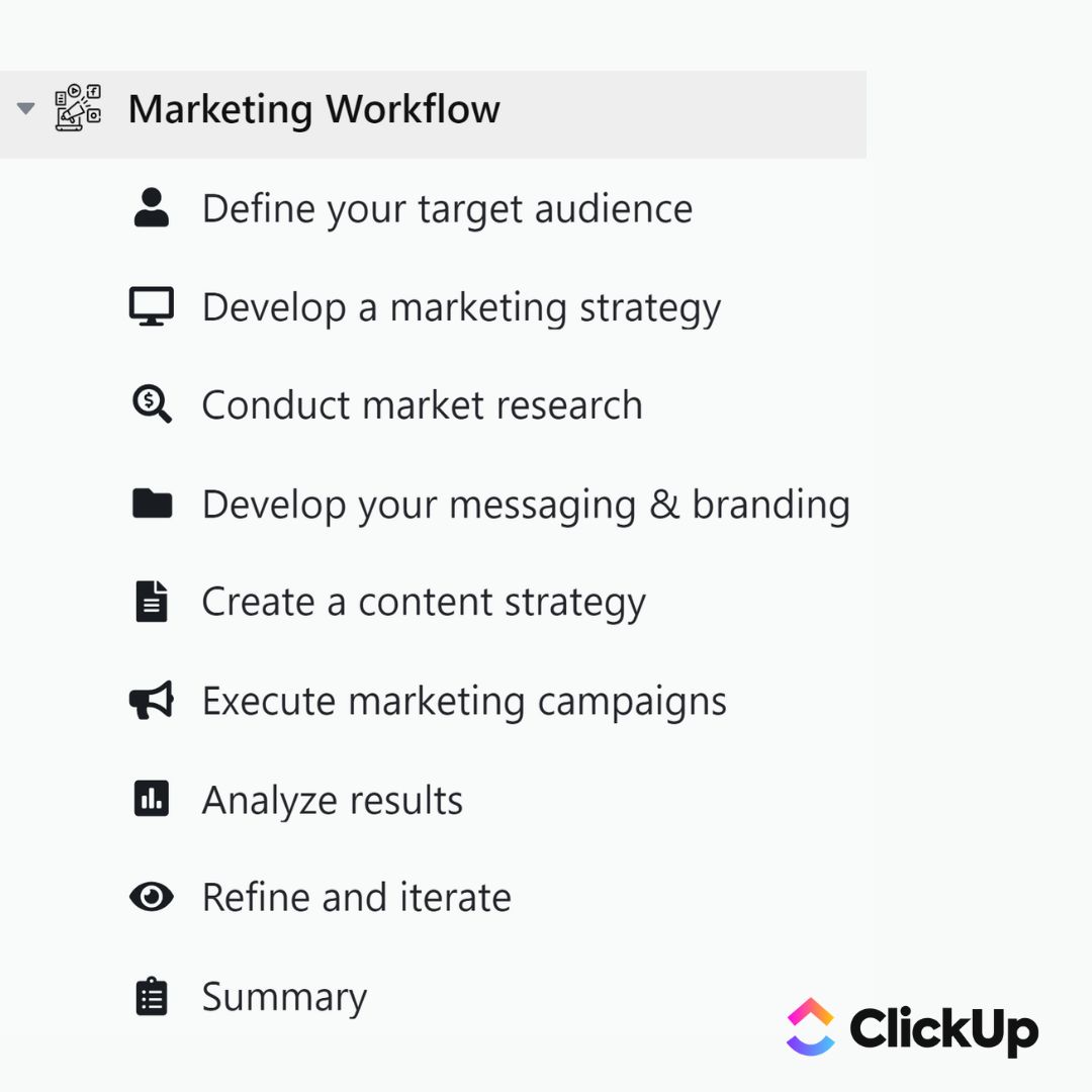 heyyavaryy's tweet image. I&apos;ve prepared a ClickUp resource on Marketing Workflow

It is FREE today

But after 24 hours, it will cost $$$

To get it,
1. Like
2. Retweet 
3. Comment &apos; 👌🏻&apos; 

And I&apos;ll send it to you for FREE