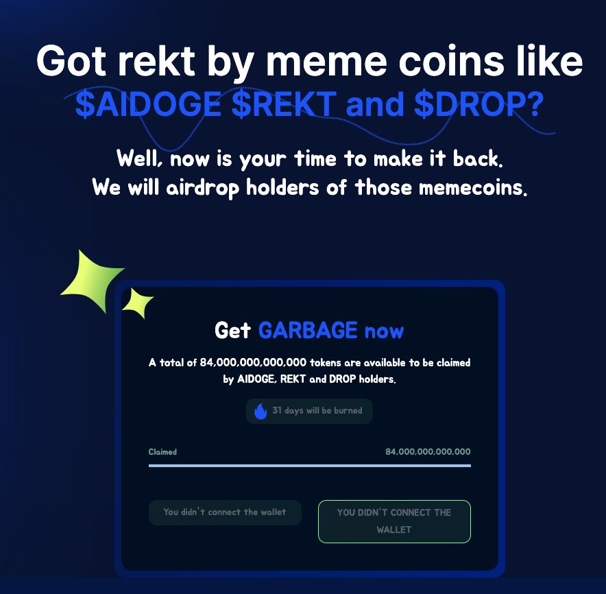 ARBgarbage's tweet image. Web is live arbgarbage.xyz