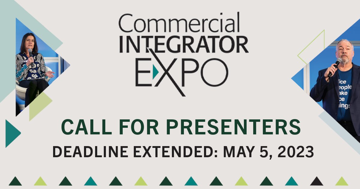 We’ve extended our deadline, #AVtweeps! Commercial Integrator Expo is looking for industry professionals and thought leaders to share their knowledge at our inaugural event. 

The new deadline for entry submissions is Friday, May 5, 2023 🗓

Apply here: fal.cn/3xO9J