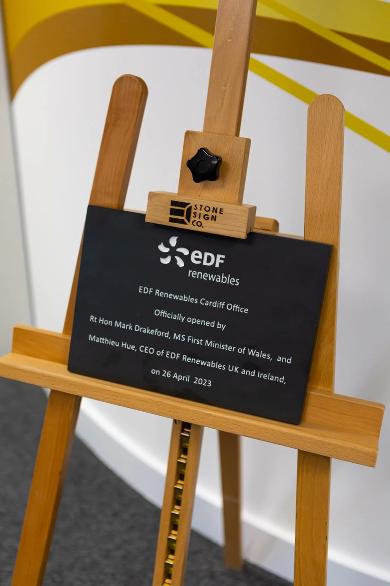 Exciting news! We created a stunning Welsh slate plaque for EDF Renewables' new Cardiff office. The unveiling was a huge success, and the plaque looked amazing on our easel and drape. Let us make your special event unforgettable! #WelshSlate #CardiffOffice #EDFRenewables