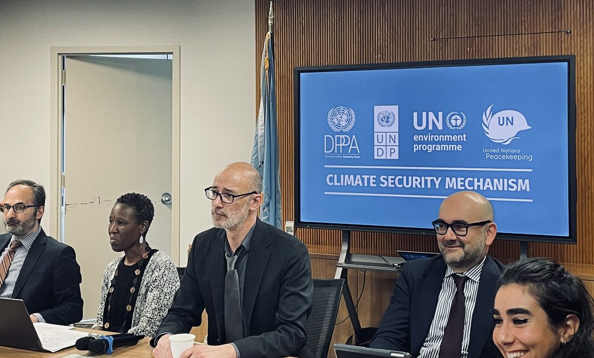 Denmark_UN's tweet photo. Climate change has major implications for our ability to prevent conflict and sustain peace around the🌍.

🇩🇰 proudly supports the Climate Security Mechanism which is 🗝️ to help the UN system address climate-related security risks. https://t.co/JMZRnEc1Ow
