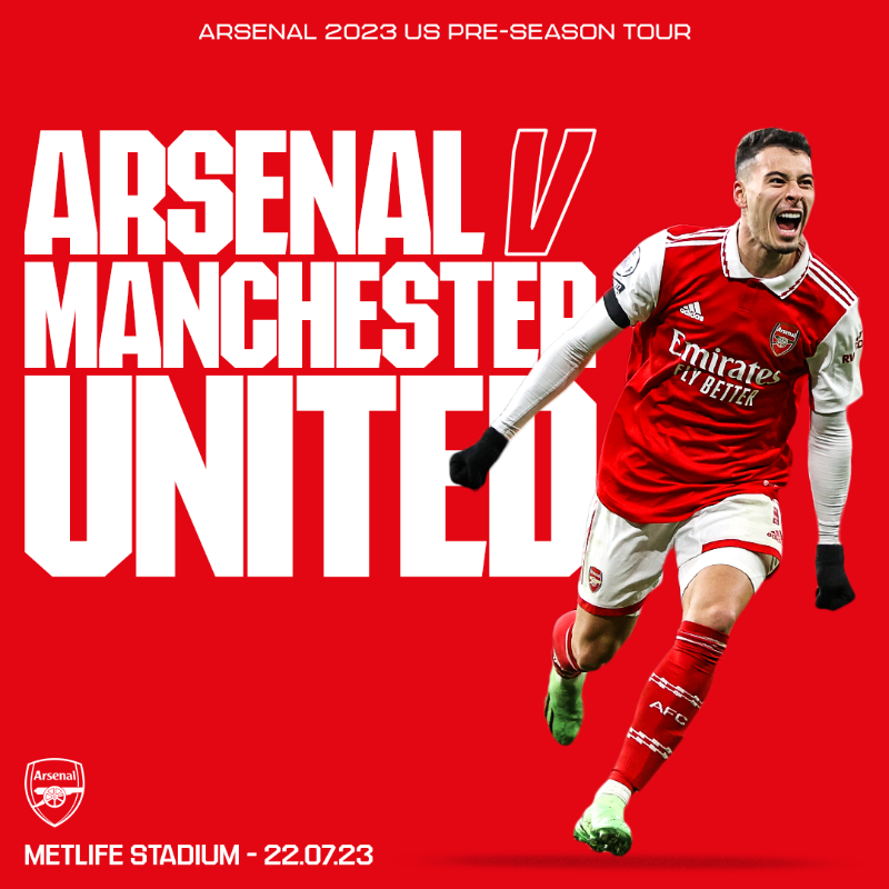 Arsenal's tweet photo. Washington D.C. ✅
New York ✅
 
The second leg of our US Tour has been confirmed! All the details for our game with @ManUtd on July 22👇