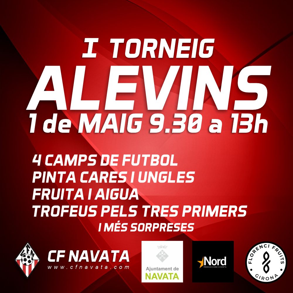 Navata CF (@navatacf) on Twitter photo Dilluns, 1 de maig comencem el I Torneig Navatenc de futbol, amb els alevins. Tots gaudirem d'una jornada de futbol.
Donem les gràcies per la seva col·laboració a @florenci_bosch, <a href="/nordproduccions/">Nord Produccions</a> i a l' @ajuntamentdenavata
·
#fcf #cfnavata #familiacfnavata #valors #fempinya Dilluns, 1 de maig comencem el I Torneig Navatenc de futbol, amb els alevins. Tots gaudirem d'una jornada de futbol.
Donem les gràcies per la seva col·laboració a @florenci_bosch, <a href="/nordproduccions/">Nord Produccions</a> i a l' @ajuntamentdenavata
·
#fcf #cfnavata #familiacfnavata #valors #fempinya