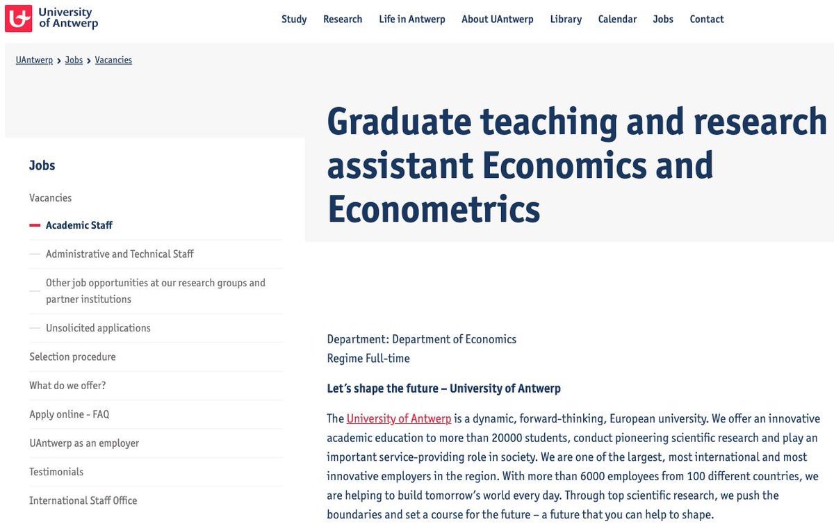 Sunčica Vujić (@suncicavujic) on Twitter photo 📣 We have a vacancy for a PhD student, who will combine research and teaching at the Dept. of Economics <a href="/UAntwerpenFBE/">UAntwerpen FBE</a>
⏱️Application deadline: May 22. Interview date: May 31. Start date: September 15. Contract: 3x2 years.
👉 More info: tinyurl.com/rv2k6t4x or send me a PM 📣 We have a vacancy for a PhD student, who will combine research and teaching at the Dept. of Economics <a href="/UAntwerpenFBE/">UAntwerpen FBE</a>
⏱️Application deadline: May 22. Interview date: May 31. Start date: September 15. Contract: 3x2 years.
👉 More info: tinyurl.com/rv2k6t4x or send me a PM