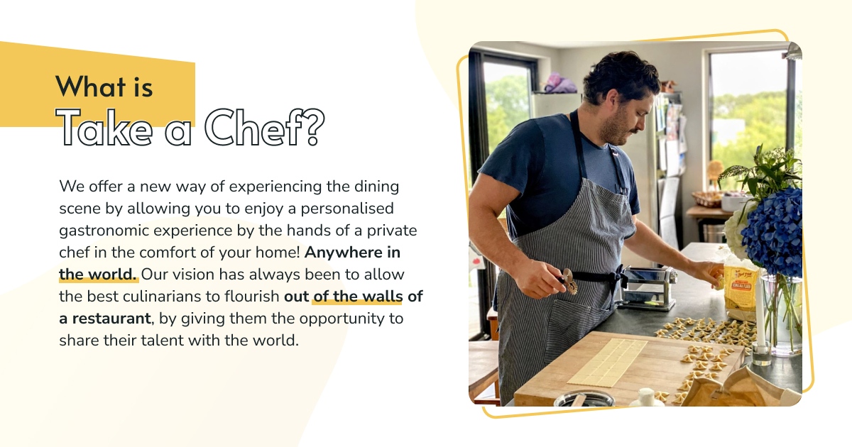 takeachef's tweet image. 👨‍🍳👩‍🍳 Welcome to Take a Chef! The ultimate private chef experience that brings the restaurant to you. 🍽️🏠

#takeachef privatechef #culinaryexperience #foodie #luxurydining