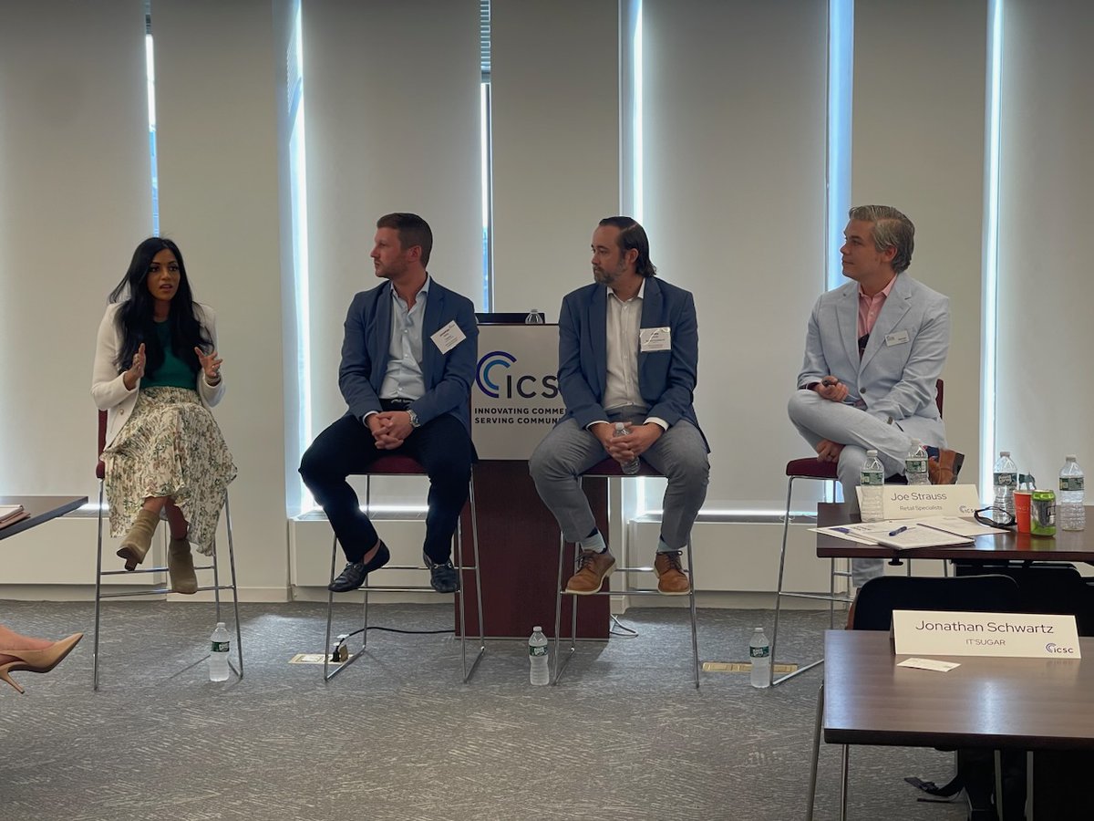 Jesse Conrad with his ICSC Next Generation Leadership Network (NGLN) peers recently sat on a panel at the headquarters of ICSC in New York to share their personal stories of volunteering and how to get involved with ICSC and the benefits of doing so.  #ICSC #mentorship #NextGen