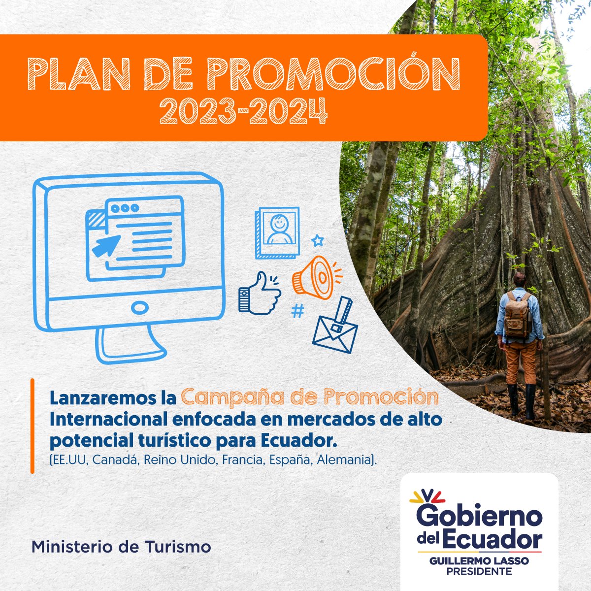 TurismoEc's tweet photo. ¡Este año seguimos poniendo al Ecuador🇪🇨 en los ojos del mundo! Trabajamos con gran optimismo para la participación de nuestro país en ferias, producciones, la presentación de una nueva marca país, y mucho más. 👉https://t.co/dGYvpqOI7Q https://t.co/eVO8eFY3ZI