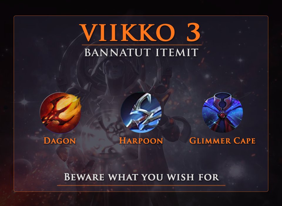 Kolmannella viikolle pelaillaan Captain's Modessa seuraavin säännöin!🌻Luvassa uutta patchia ja pizzaa!

discord.gg/D9WS5xzW8z 

GLHF! 
#esportsfi #dota2fi

<a href="/HAVUgaming/">HAVU</a>
<a href="/Kotipizza/">Kotipizza</a>

<a href="/jimmspc/">Jimm's PC-Store</a>
