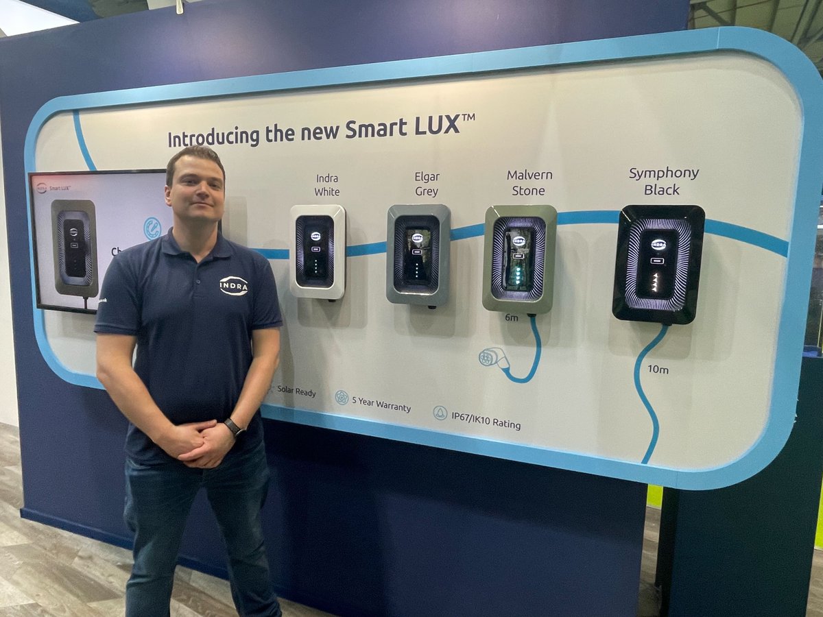EVUKexpert's tweet photo. Head to Stand J20 to see the new #SmartLUX EV charger by @Indra_rt!⚡ https://t.co/FDzz3PpaAF
