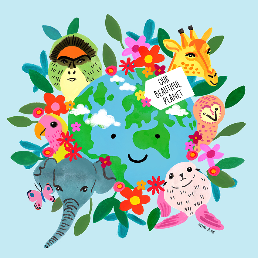 Our beautiful planet! 🌎🐧🐛🌷#kidlitillustration #beautifulplanet #Illustrator #kidlitartist #kidlitart #WWF