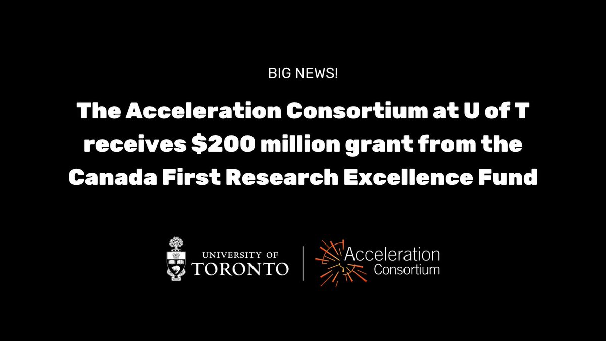 Acceleration Consortium (AC) (@acceleration_c) on Twitter photo We’re excited to announce that the Acceleration Consortium (<a href="/acceleration_c/">Acceleration Consortium (AC)</a>) at <a href="/UofT/">University of Toronto</a> has received $200 million from the Canada First Research Excellence Fund (<a href="/TIPS_SPIIE/">TIPS_SPIIE</a>) to further our work revolutionizing materials and molecular #discovery. Learn more: bit.ly/AC-CFREF We’re excited to announce that the Acceleration Consortium (<a href="/acceleration_c/">Acceleration Consortium (AC)</a>) at <a href="/UofT/">University of Toronto</a> has received $200 million from the Canada First Research Excellence Fund (<a href="/TIPS_SPIIE/">TIPS_SPIIE</a>) to further our work revolutionizing materials and molecular #discovery. Learn more: bit.ly/AC-CFREF