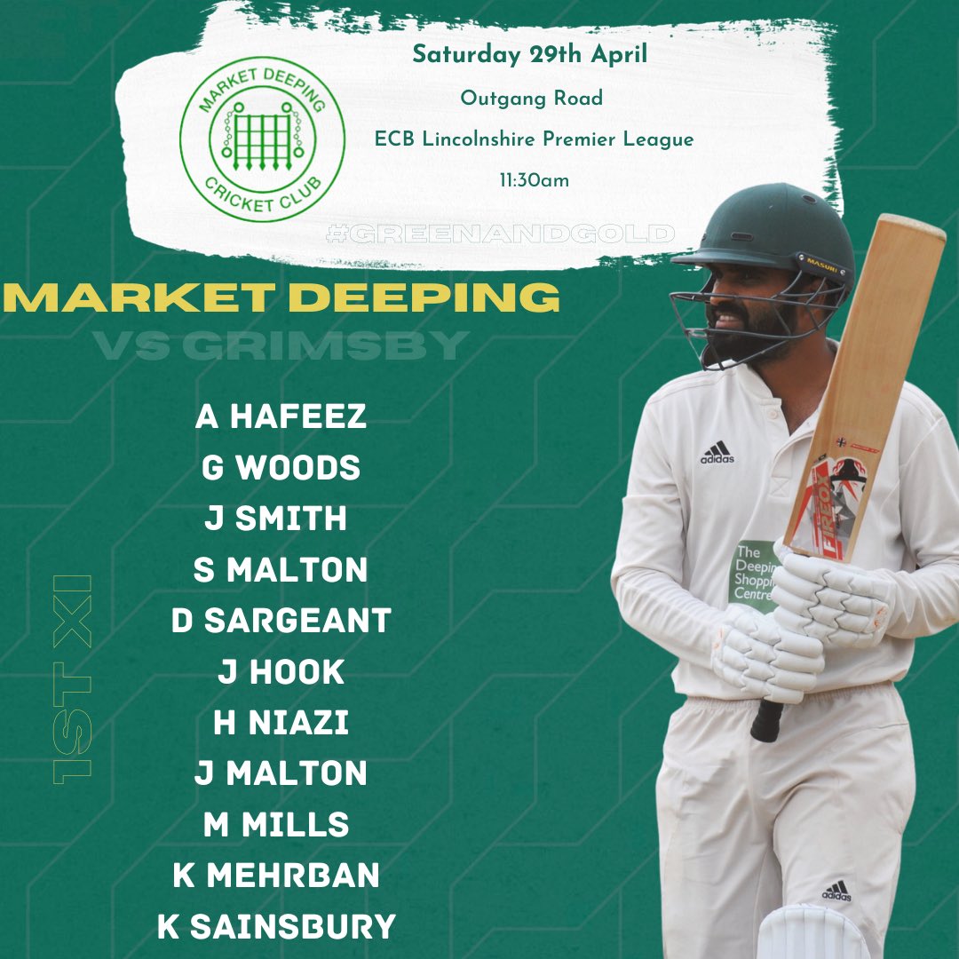 DeepingCC's tweet image. TEAM NEWS🏏

The 1s welcome @GrimsbyTown_CC with a couple of changes following last week’s victory.

The 2s look to bounce back after a disappointing start as they travel to @FreistonLLCC 

🟢🟡

#greenandgold