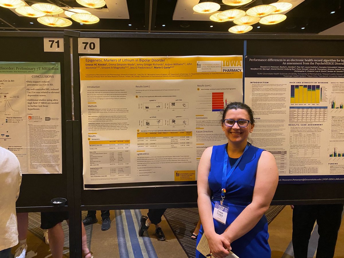 Emese Kovács (@kovacsemesehc) on Twitter photo So excited I could present our work on epigenetics of lithium use in Bipolar Disorder at <a href="/SOBP/">Society of Biological Psychiatry</a>! It was great to hear feedback and find potential collaborators to advance our work in BD. Thank you to <a href="/MarieEIrish/">Marie Gaine 🐘</a> for her wonderful mentorship! <a href="/IowaNeuroPharm/">UIowaNeuroPharm</a> <a href="/UIowaNeuro/">Iowa Neuroscience Institute</a> So excited I could present our work on epigenetics of lithium use in Bipolar Disorder at <a href="/SOBP/">Society of Biological Psychiatry</a>! It was great to hear feedback and find potential collaborators to advance our work in BD. Thank you to <a href="/MarieEIrish/">Marie Gaine 🐘</a> for her wonderful mentorship! <a href="/IowaNeuroPharm/">UIowaNeuroPharm</a> <a href="/UIowaNeuro/">Iowa Neuroscience Institute</a>