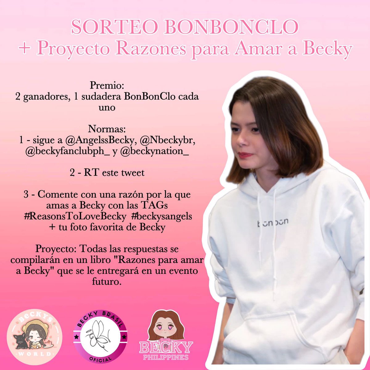 BECKY BRASIL OFICIAL (@nbeckybr) on Twitter photo 🎁BONBONCLO GIVEAWAY🎁
* follow <a href="/Nbeckybr/">BECKY BRASIL OFICIAL 🇧🇷</a>, <a href="/beckyfanclubph_/">BECKY PHILIPPINES OFFICIAL</a>, @beckynation_, <a href="/AngelssBecky/">Becky Armstrong</a>
* RT this tweet
* Reply with #ReasonsToLoveBecky #beckysangels and a reason you love Becky + your favorite pic of her.
🏆 winners will be randomly selected and announced on May 13th 🎁BONBONCLO GIVEAWAY🎁
* follow <a href="/Nbeckybr/">BECKY BRASIL OFICIAL 🇧🇷</a>, <a href="/beckyfanclubph_/">BECKY PHILIPPINES OFFICIAL</a>, @beckynation_, <a href="/AngelssBecky/">Becky Armstrong</a>
* RT this tweet
* Reply with #ReasonsToLoveBecky #beckysangels and a reason you love Becky + your favorite pic of her.
🏆 winners will be randomly selected and announced on May 13th