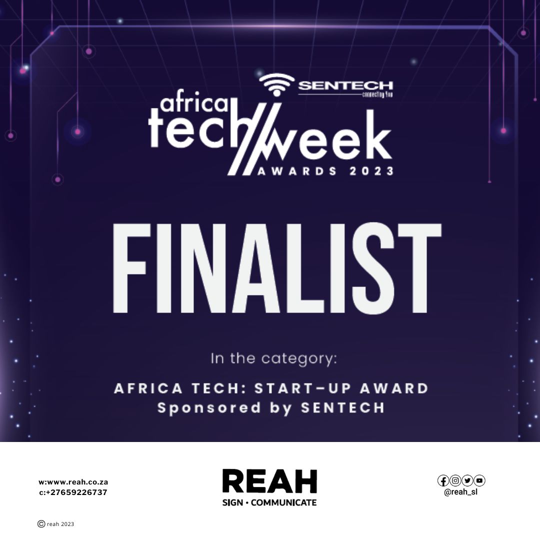 REAH_SL's tweet photo. AFRICA TECH WEEK CONFERENCE 2023 FINALIST🙌🏾.

We are excited to announce that REAH has received an AfricaTech: Start-Up Award nomination!🎉 .

Thanks to everyone (past and present)

👉🏾  https://t.co/5POEaBAvSA

#SentechAfricaTechWeek  #TechWeek23  #REAH #AIForGood #signlangauges https://t.co/vZxpzNxl3t