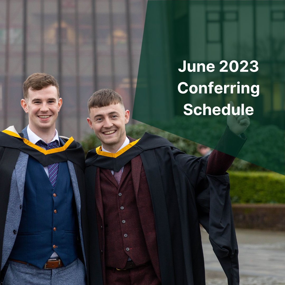 The June 2023 Conferring Ceremony Schedule is now published on our website! Grads, check your student and personal emails for all the info on registration, tickets, robes and more 👩‍🎓 Conferring schedule👉 bit.ly/41NrzjF #StudyatUL #ULGraduation