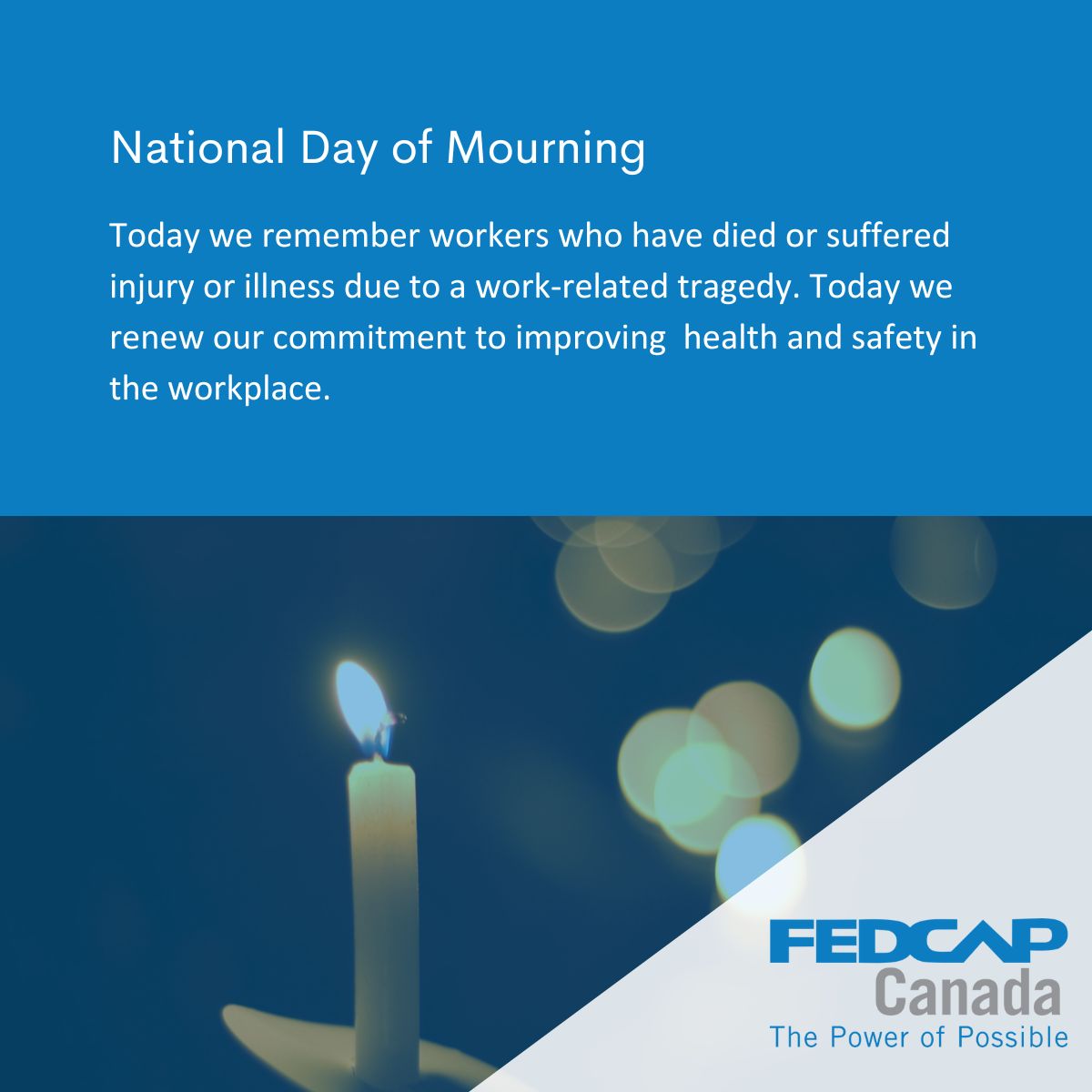 Join us at 11am for a moment of silence to honour those who have lost their lives or suffered tragedy in the workplace. #DayOfMourning