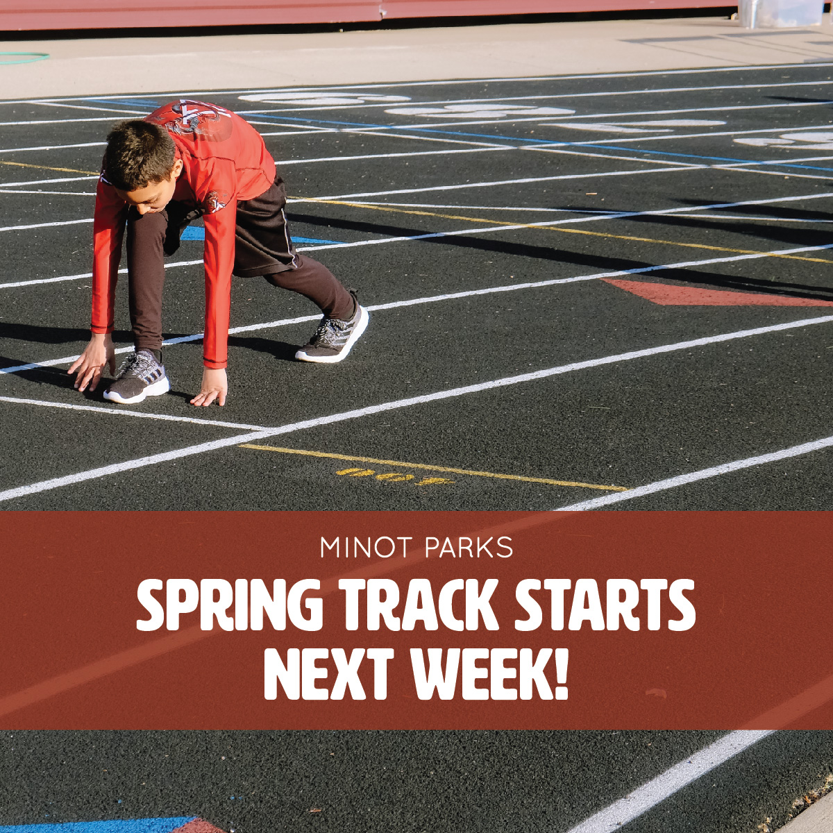 Spring Track starts Monday! ➡️ The spring track program is for girls and boys in grades 3, 4, 5, and 6. Meets will be held on May 1, 8, 18, 22 at 6:30 pm at Duane Carlson Stadium. These meets will be running events only.
*No Early Registration / Free to Attend