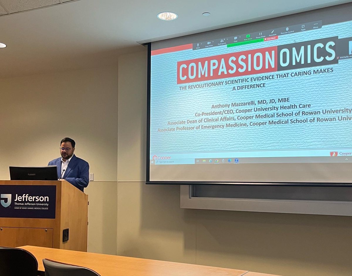 Jefferson Neurosurgery (@tjuhneurosurg) on Twitter photo Huge thank you to <a href="/AJMazzarelli/">Anthony Mazzarelli, MD, JD, MBE</a>, co-Pres/CEO from <a href="/CooperHealthNJ/">Cooper University Health Care</a> for his insightful Grand Rounds talk on the science and value of #compassion
Powerful and necessary concept, not just for #neurosurgery but all of health care!
#compassionomics #MedEd #neurosurgery #PatientCare Huge thank you to <a href="/AJMazzarelli/">Anthony Mazzarelli, MD, JD, MBE</a>, co-Pres/CEO from <a href="/CooperHealthNJ/">Cooper University Health Care</a> for his insightful Grand Rounds talk on the science and value of #compassion
Powerful and necessary concept, not just for #neurosurgery but all of health care!
#compassionomics #MedEd #neurosurgery #PatientCare