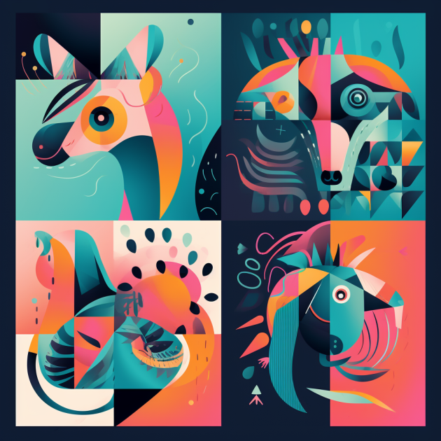 LeQuackOd's tweet image. Chromatic Animalia in Cubist Collage

#abstractart #abstractanimals #modernism
#vibrantcolors #cubism #minimalism #artcollage
#animalart #NFTCommunity #NFT 
#abstractobsession #artdaily #artcommunity #artlovers  #abstracts #digitalart #midjourney