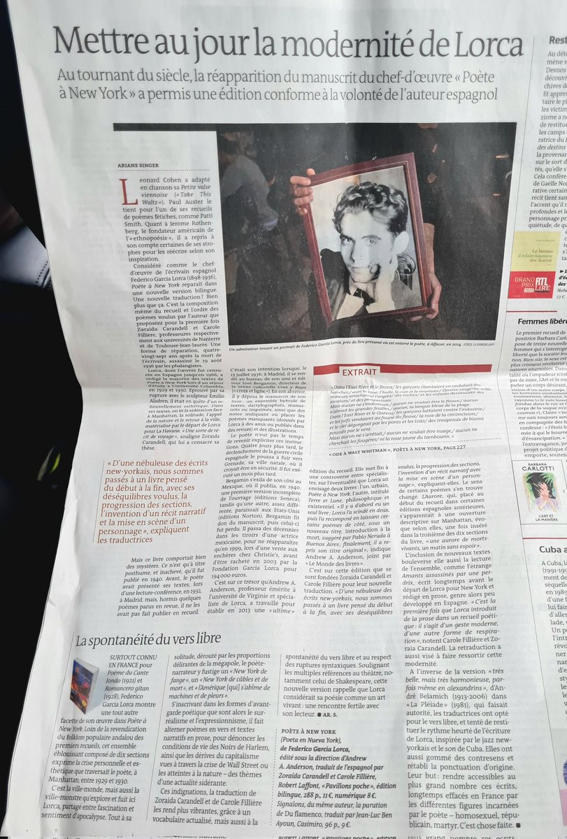 Carole Fillière (@fillierecarole) on Twitter photo Merci <a href="/MondedesLivres/">Le Monde des livres</a> et <a href="/arianesinger/">Ariane Singer</a> pour cette mise en lumière de la modernité de #federicogarcialorca à travers la retraduction que j'ai faite avec #zoraidacarandell de #poeteanewyork! Merci <a href="/MondedesLivres/">Le Monde des livres</a> et <a href="/arianesinger/">Ariane Singer</a> pour cette mise en lumière de la modernité de #federicogarcialorca à travers la retraduction que j'ai faite avec #zoraidacarandell de #poeteanewyork!