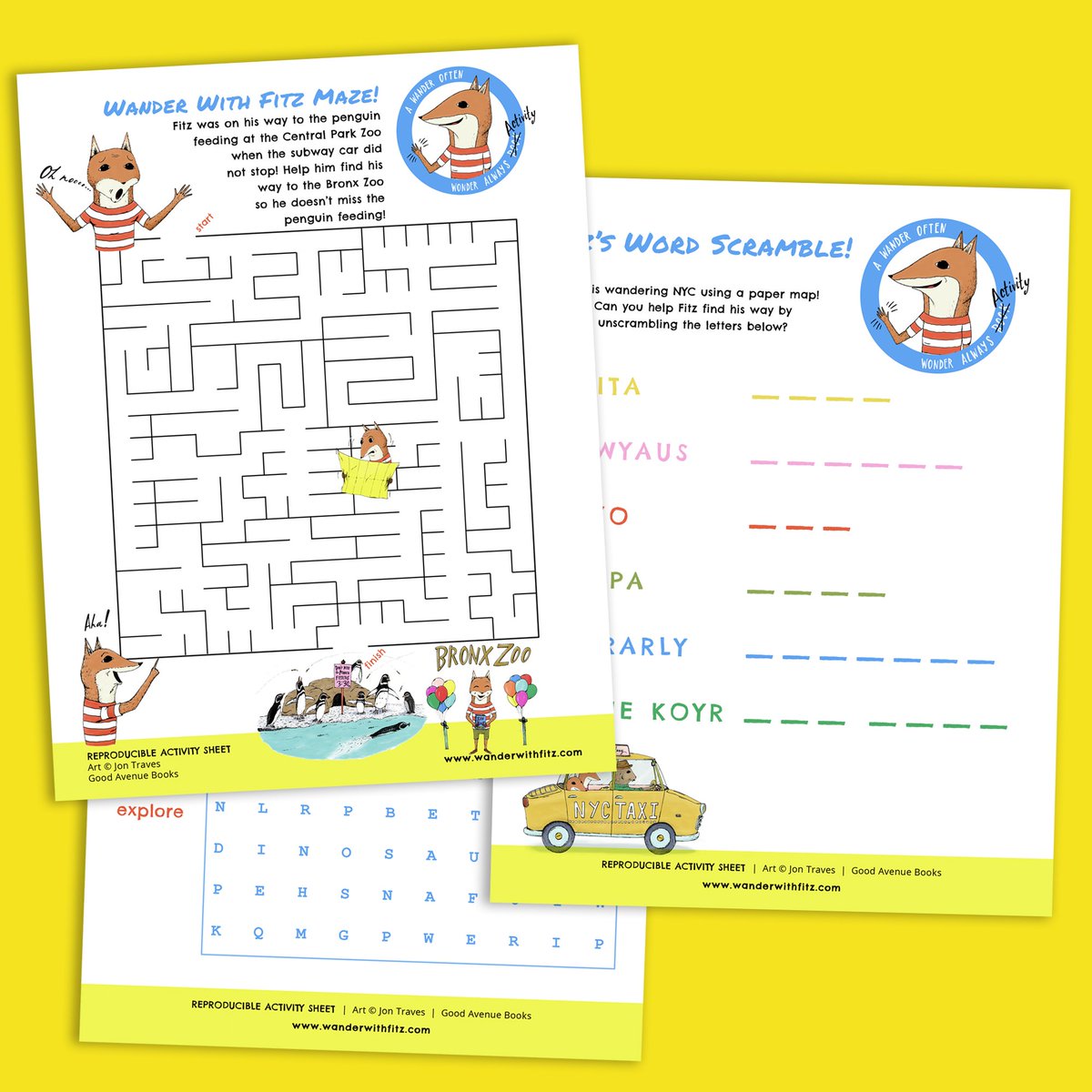 Free printable activity sheets to go with the WANDER NEW YORK: FITZ IN THE CITY picture book about New York City.

Download on my website!
.
.
.
#freedownload #freebookresources #activitysheets