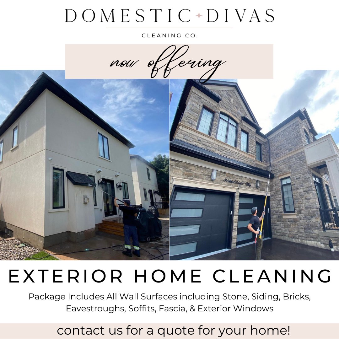 DivasCleaningCo's tweet photo. Domestic Divas Cleaning https://t.co/Uci5w37drs now offering EXTERIOR HOME &amp; PROPERTY CLEANING! 🥳
The professionalism, sophistication, and quality you expect from us for the inside of your home, is now available with the same exceptional service for the outside of your home!! https://t.co/beUX1DM4NW