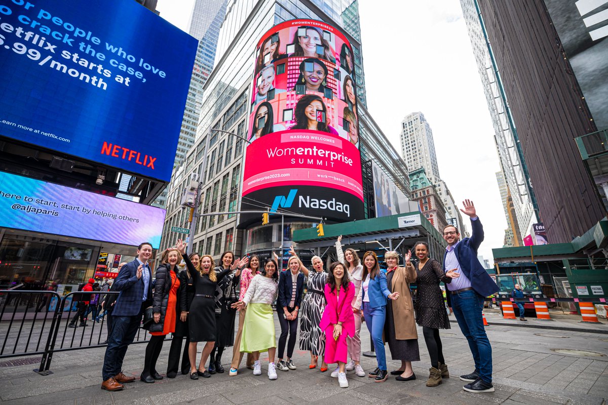 So epic to see our #Womenterprise23 Summit & 9 incredible speakers up in lights on the @Nasdaq Tower this week🤩 Thank you @Nasdaq for making this a reality & helping amplify that women in enterprise software are a force here in NYC💪🔥