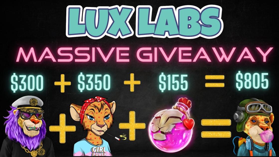 Massive Giveaway To Celebrate The 1st ever #XRP Ledger Breeding Platform

✅Like 
✅Retweet 
✅Tag 3 Friends

Winner gets : Lioness + Lux Lion + Potion a $805 Value

And the ability to BREED IN THE LAB!

Join the Discord to find out more
discord.gg/CKCfXKPXwk