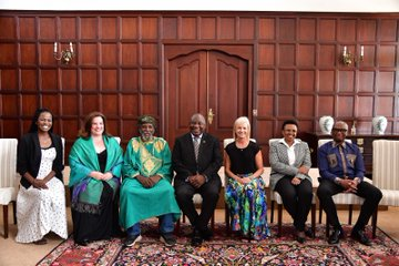 SAgovnews's tweet photo. Photos |  The Grand Patron of National Orders, President Cyril Ramaphosa, with the 2023 recipients of National Orders at the Sefako Makgatho Presidential Guest House in Tshwane. #NationalOrders https://t.co/L4G7RCN1Dl