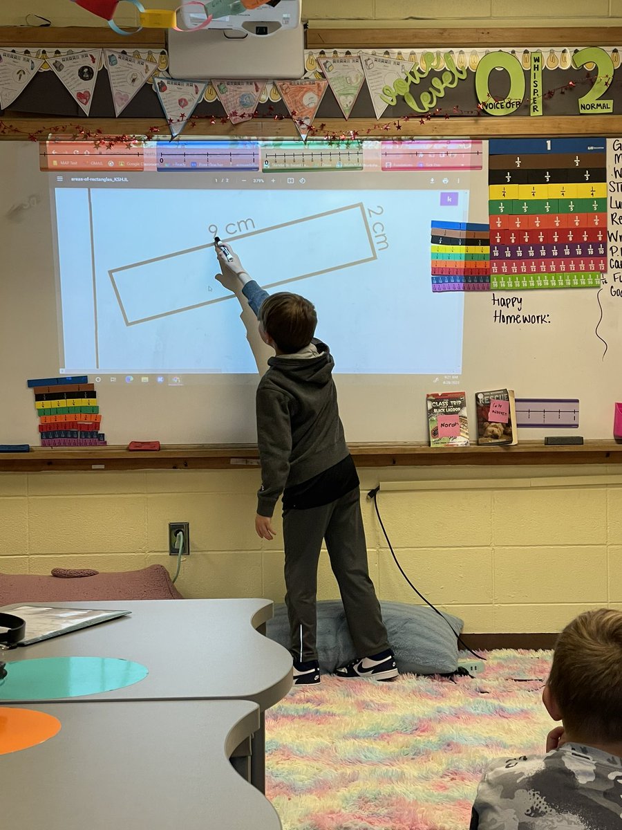 Ms_Geijer6's tweet photo. Students impersonated Ms. G today to review area &amp; perimeter! https://t.co/r3wKQ3pbiI